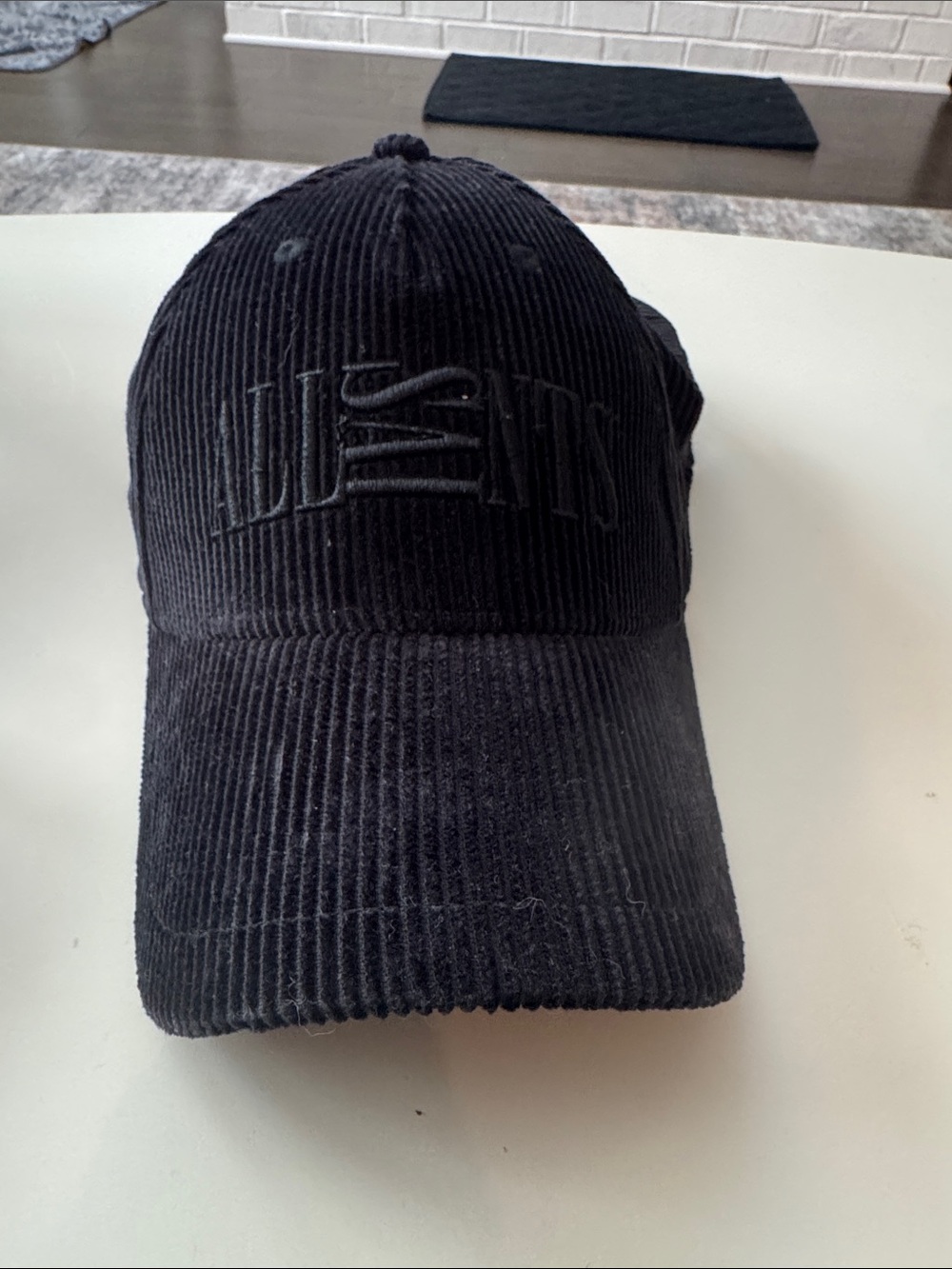 AllSaints Black Corduroy Baseball Cap